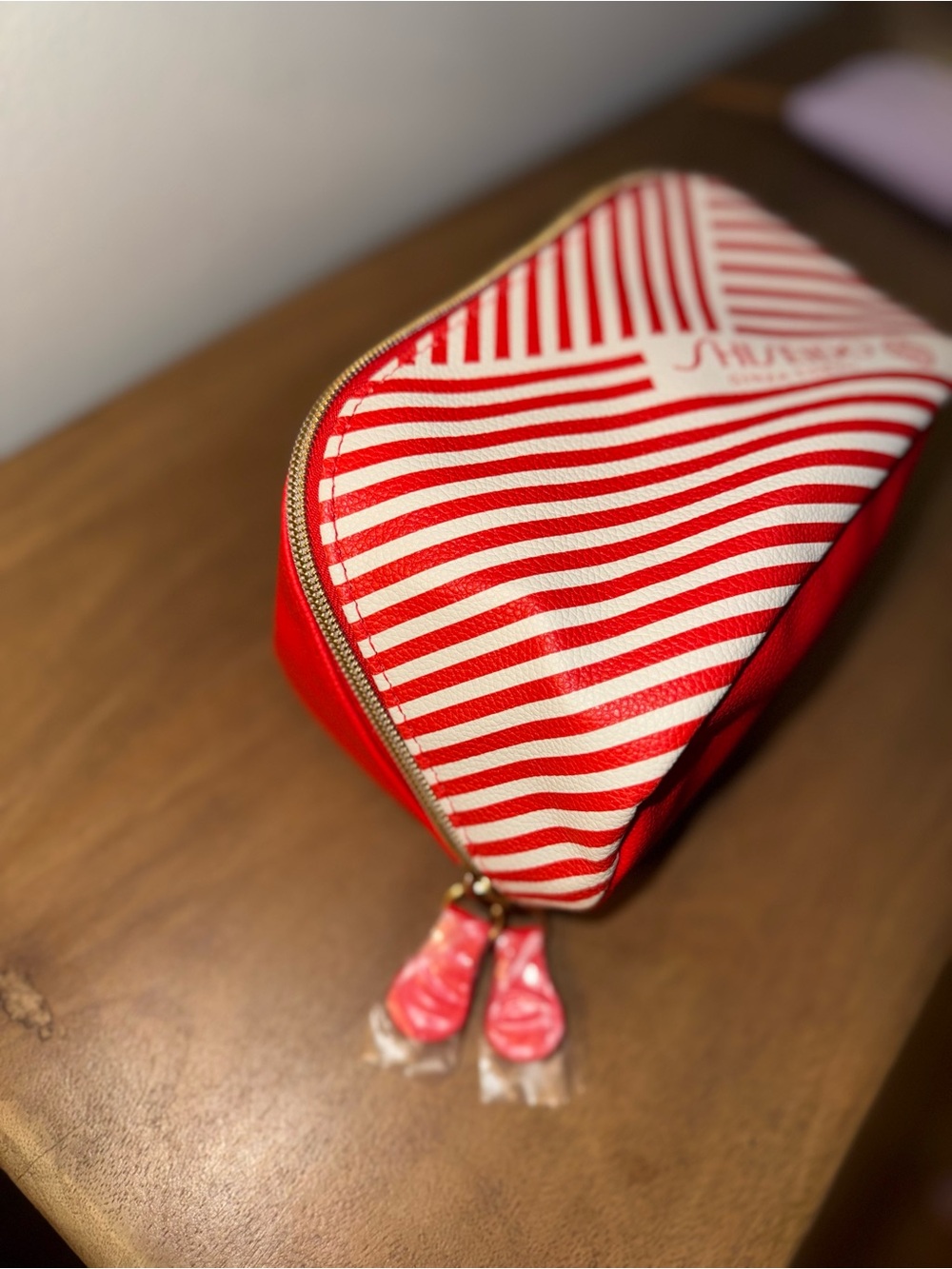 Shiseido Red and White Stripe Cosmetic Pouch - Picture 6 of 7